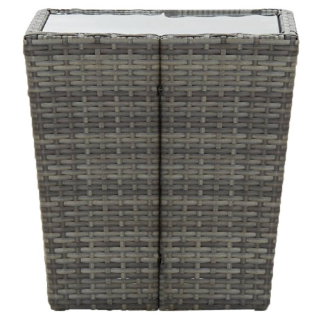 vidaXL Theetafel 41,5x41,5x43 cm poly rattan en gehard glas grijs afbeelding3 - 1