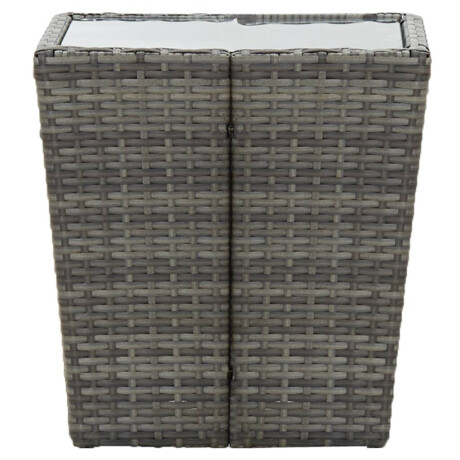 vidaXL Theetafel 41,5x41,5x43 cm poly rattan en gehard glas grijs afbeelding3 - 1