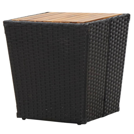 vidaXL Theetafel 41,5x41,5x43 cm poly rattan massief acaciahout zwart afbeelding3 - 1