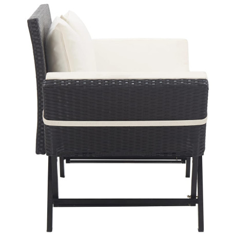 vidaXL Tuinbank met kussens 176 cm poly rattan zwart afbeelding3 - 1