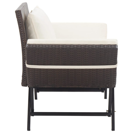 vidaXL Tuinbank met kussens 176 cm poly rattan bruin afbeelding3 - 1