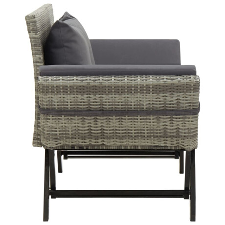 vidaXL Tuinbank met kussens 176 cm poly rattan grijs afbeelding3 - 1