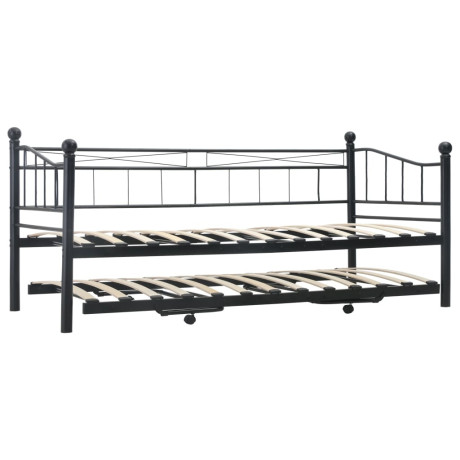 vidaXL Bedframe staal zwart 180x200/90x200 cm afbeelding3 - 1