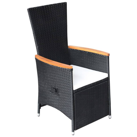 vidaXL Tuinstoelen 2 st verstelbaar met kussens poly rattan zwart afbeelding3 - 1