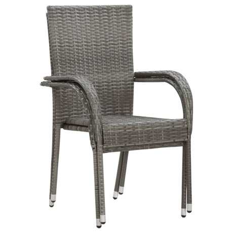 vidaXL Tuinstoelen stapelbaar 2 st poly rattan grijs afbeelding3 - 1