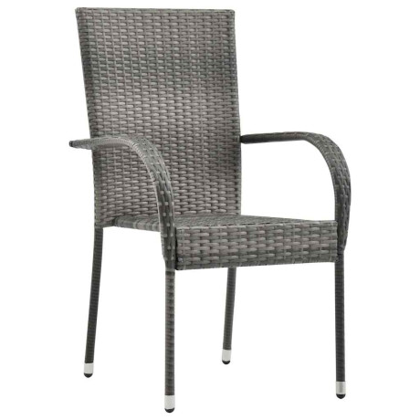 vidaXL Tuinstoelen stapelbaar 2 st poly rattan grijs afbeelding3 - 1