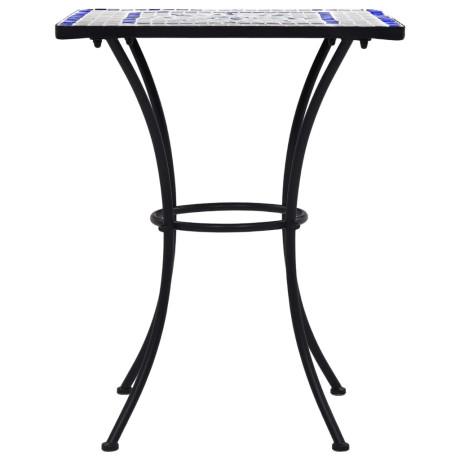 vidaXL Bistrotafel mozaïek 60 cm keramiek blauw en wit afbeelding3 - 1