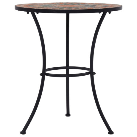 vidaXL Bistrotafel mozaïek 60 cm keramiek oranje en grijs afbeelding3 - 1