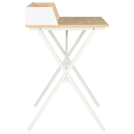 vidaXL Bureau 80x50x84 cm wit en natuurlijk afbeelding3 - 1