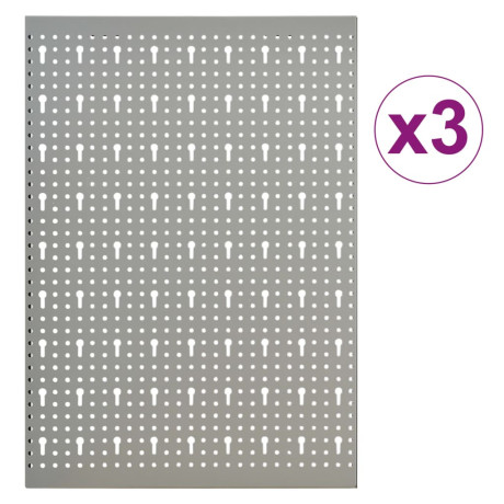 vidaXL Gaatjespaneel wandgemonteerd 3 st 40x58 cm staal afbeelding3 - 1