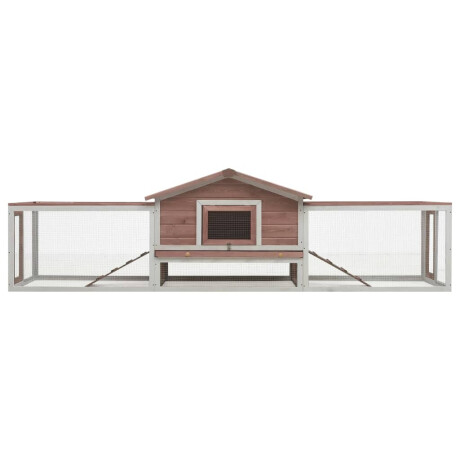 vidaXL Konijnenhok 310x70x87 cm massief grenen- en vurenhout mokka afbeelding3 - 1