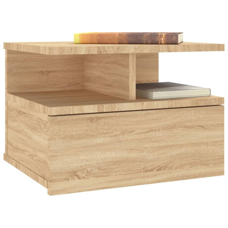 vidaXL Nachtkastje zwevend 40x31x27cm bewerkt hout sonoma eikenkleurig afbeelding3 - 1