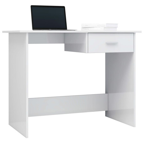vidaXL Bureau 100x50x76 cm bewerkt hout hoogglans wit afbeelding3 - 1