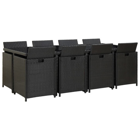 vidaXL 13-delige Tuinset met kussens poly rattan zwart afbeelding3 - 1