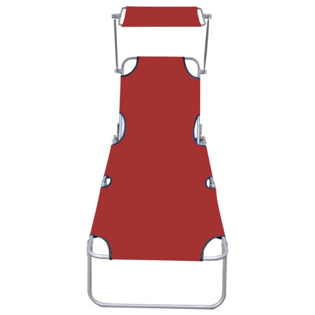 vidaXL Ligbed inklapbaar met luifel aluminium rood afbeelding3 - 1