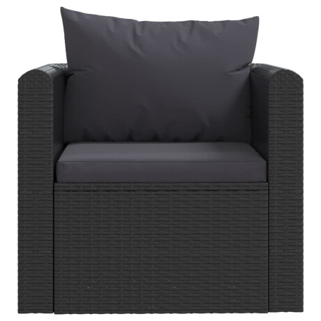 vidaXL Fauteuil met kussens poly rattan zwart afbeelding3 - 1