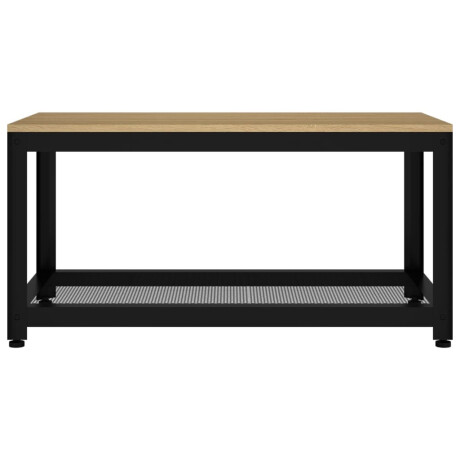 vidaXL Salontafel 90x45x45 cm MDF en ijzer lichtbruin en zwart afbeelding3 - 1