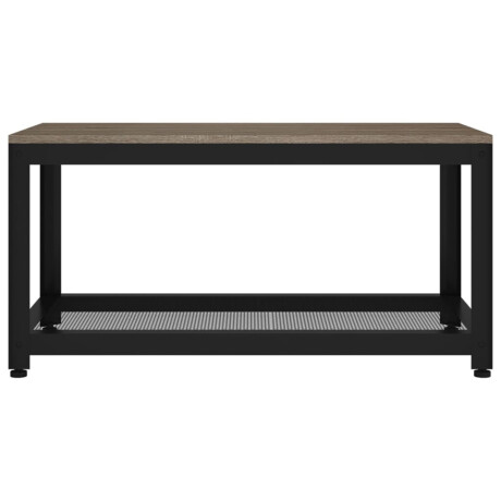 vidaXL Salontafel 90x45x45 cm MDF en ijzer grijs en zwart afbeelding3 - 1