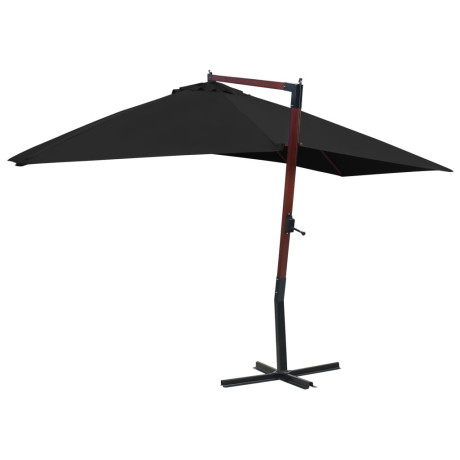 vidaXL Zweefparasol met houten paal 400x300 cm zwart afbeelding3 - 1