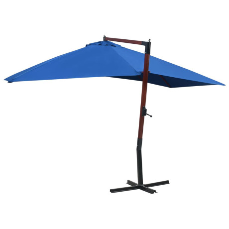 vidaXL Zweefparasol met houten paal 400x300 cm blauw afbeelding3 - 1