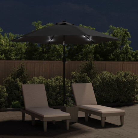 vidaXL Parasol met LED-verlichting en stalen paal 300 cm zwart afbeelding3 - 1