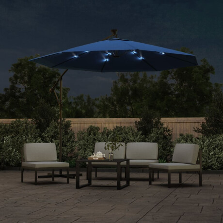 vidaXL Zweefparasol met LED en stalen paal 300 cm azuurblauw afbeelding3 - 1