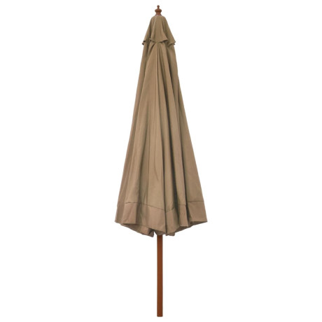 vidaXL Parasol met houten paal 330 cm taupe afbeelding3 - 1