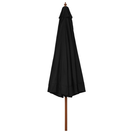 vidaXL Parasol met houten paal 330 cm zwart afbeelding3 - 1
