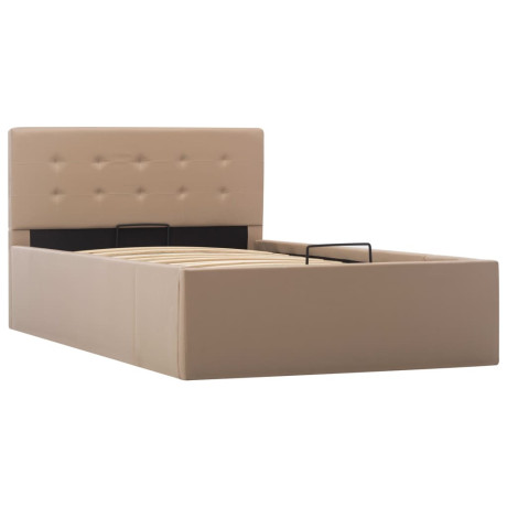 vidaXL Bedfram met opslag hydraulisch kunstleer cappuccino 100x200 cm afbeelding3 - 1