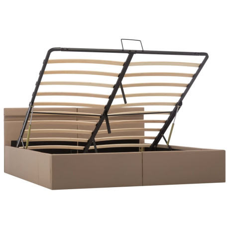 vidaXL Bedframe met opslag en LED kunstleer cappuccino 180x200 cm afbeelding3 - 1