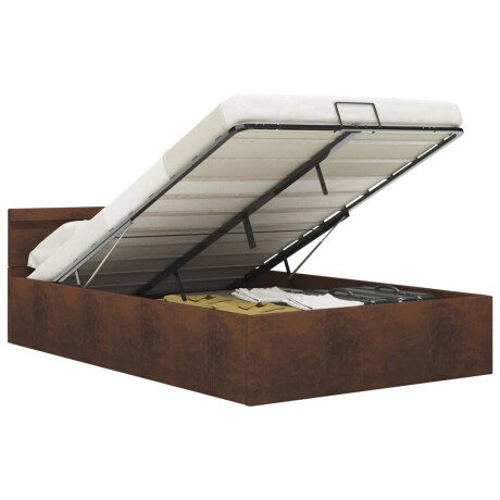 vidaXL Bedframe met hydraulische opslag en LED stof bruin 120x200 cm afbeelding3 - 1