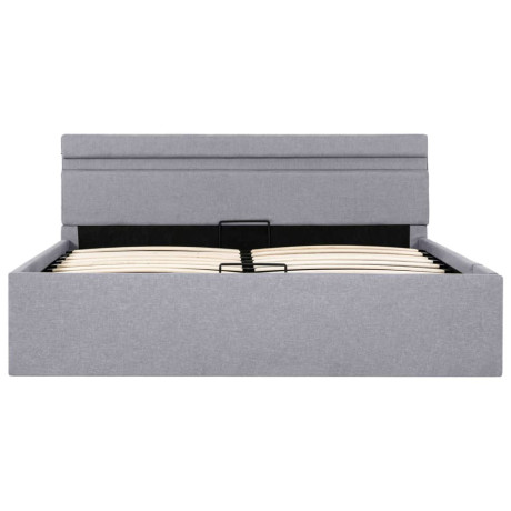 vidaXL Bedframe met opbergruimte en LED stof lichtgrijs 140x200 cm afbeelding3 - 1