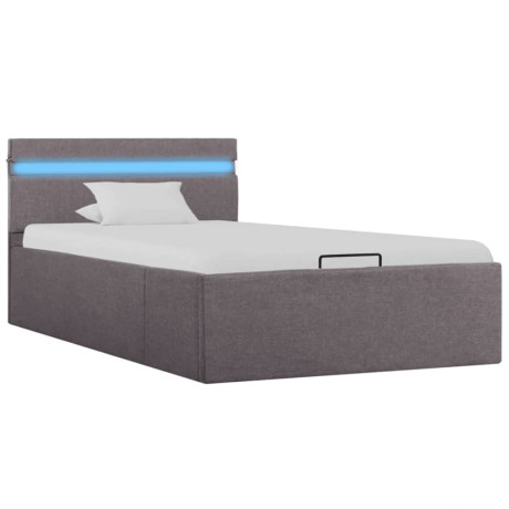 vidaXL Bedframe met hydraulische opslag en LED stof taupe 90x200 cm afbeelding3 - 1