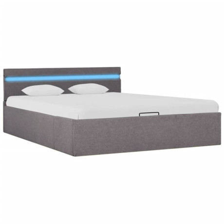 vidaXL Bedframe met hydraulische opslag en LED stof taupe 120x200 cm afbeelding3 - 1