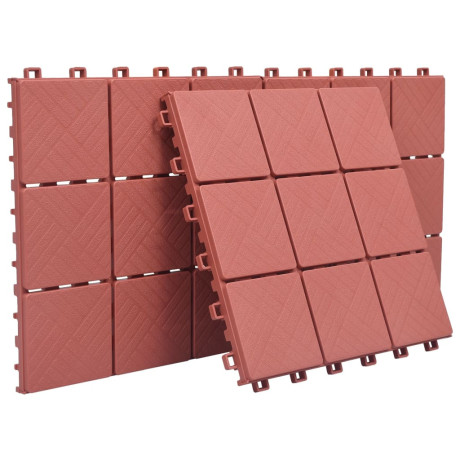 vidaXL Terrastegels 10 st 30,5x30,5 cm kunststof rood afbeelding3 - 1