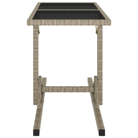 vidaXL Tuintafel 110x53x72 cm glas en poly rattan beige afbeelding3 - 1