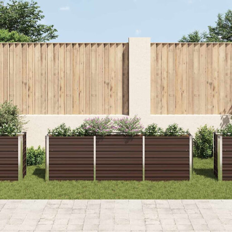vidaXL Plantenbak verhoogd 240x40x77 cm gegalvaniseerd staal bruin afbeelding3 - 1