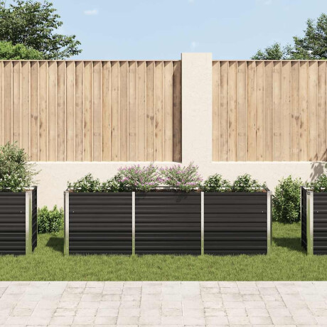 vidaXL Plantenbak verhoogd 240x40x77 cm gegalvaniseerd staal antraciet afbeelding3 - 1