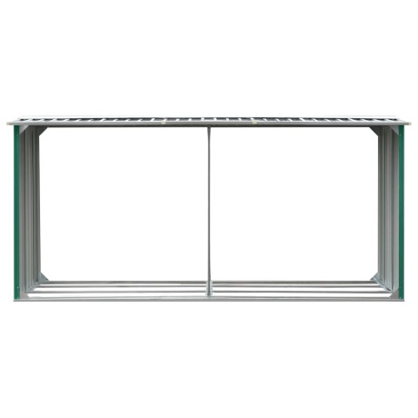 vidaXL Haardhoutschuur 330x92x153 cm gegalvaniseerd staal groen afbeelding3 - 1