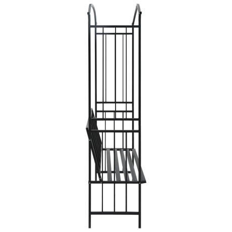 vidaXL Tuinboog met bank 128x50x207 cm ijzer zwart afbeelding3 - 1