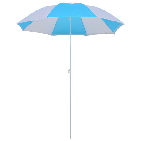 vidaXL Strandparasol/-tent 180 cm stof blauw en wit afbeelding3 - 1