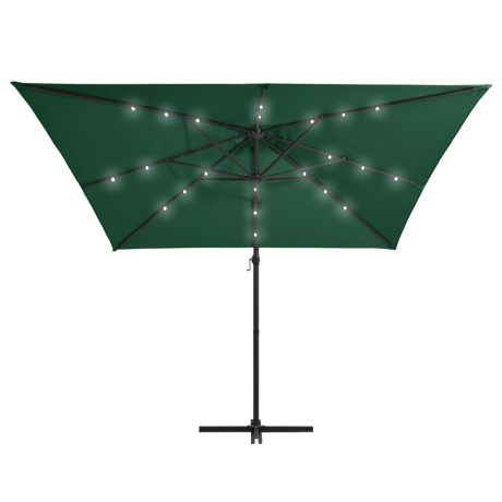 vidaXL Zweefparasol met LED en stalen paal 250x250 cm groen afbeelding3 - 1