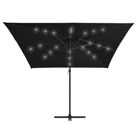 vidaXL Zweefparasol met LED-verlichting stalen paal 250x250 cm zwart afbeelding3 - 1
