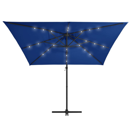 vidaXL Zweefparasol met LED en stalen paal 250x250 cm azuurblauw afbeelding3 - 1