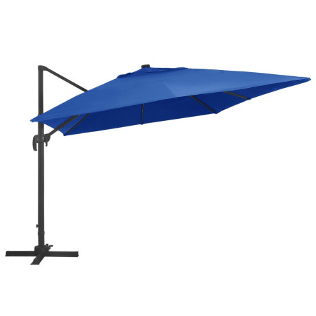 vidaXL Zweefparasol met LED en aluminium paal 400x300 cm azuurblauw afbeelding3 - 1