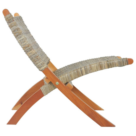 vidaXL Relaxstoel natuurlijk kubu rattan en massief mahoniehout afbeelding3 - 1