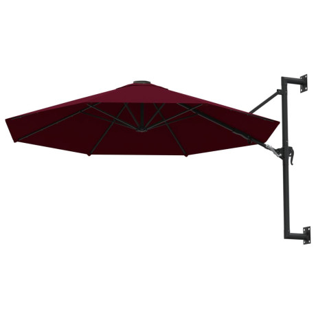 vidaXL Wandparasol met metalen paal 300 cm bordeauxrood afbeelding3 - 1