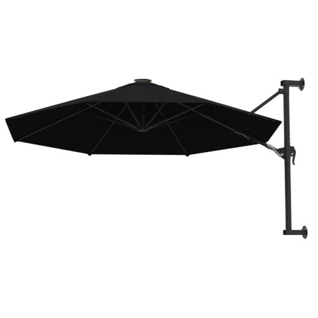 vidaXL Wandparasol met metalen paal 300 cm zwart afbeelding3 - 1