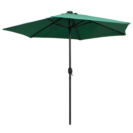 vidaXL Parasol met LED-verlichting en aluminium paal 270 cm groen afbeelding3 - 1