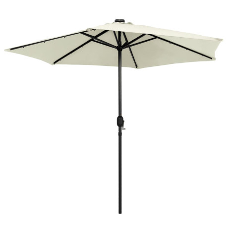 vidaXL Parasol met LED-verlichting en aluminium paal 270 cm zandwit afbeelding3 - 1